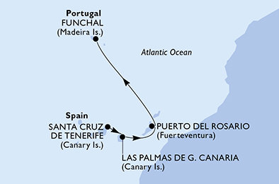 Španielsko, Portugalsko z Tenerife na lodi MSC Opera