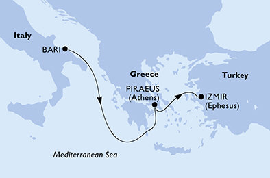 Taliansko, Grécko, Turecko z Bari na lodi MSC Sinfonia