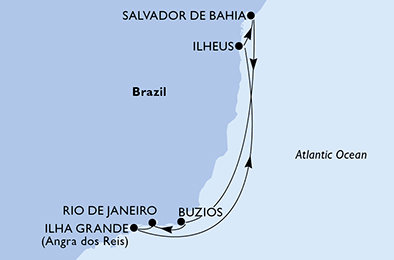 Brazília z Rio de Janeira na lodi MSC Orchestra