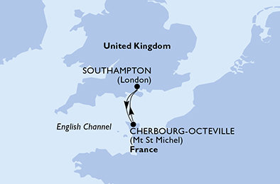 Veľká Británia, Francie zo Southamptonu na lodi MSC Virtuosa