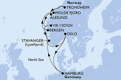 Nemecko, Nórsko, Trondheim, Oslo z Hamburgu na lodi MSC Preziosa