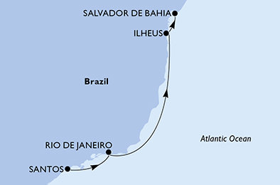 Brazília zo Santosu na lodi MSC Preziosa