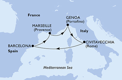 Taliansko, Španielsko, Francúzsko z Janova na lodi MSC Fantasia