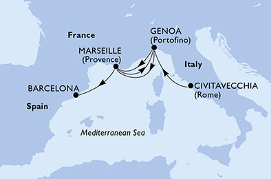 Taliansko, Francúzsko, Španielsko z Civitavechie na lodi MSC Magnifica