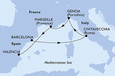 Španielsko, Taliansko, Francúzsko z Barcelony na lodi MSC Musica Španielsko, Taliansko, Francúzsko z Barcelony na lodi MSC Musica