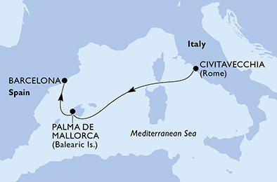 Taliansko, Španielsko z Civitavechie na lodi MSC Grandiosa