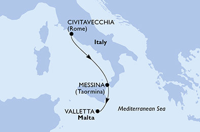 Taliansko, Malta z Civitavechie na lodi MSC World Asia