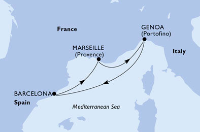 Francúzsko, Taliansko, Španielsko z Marseille na lodi MSC Seaview