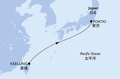 Tchaj-wan, Japonsko z Keelungu (Taipeje) na lodi MSC Bellissima