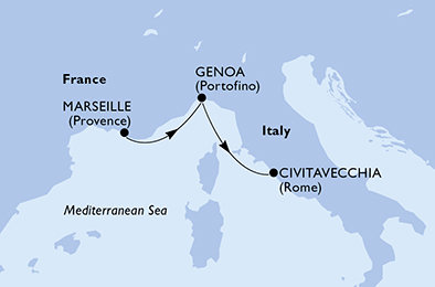 Francúzsko, Taliansko z Marseille na lodi MSC Grandiosa