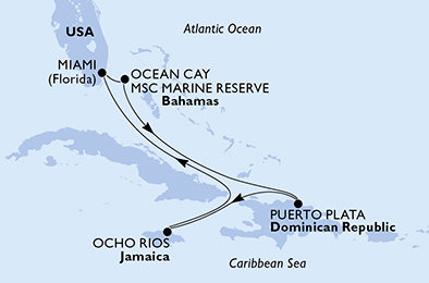 USA, Bahamy, Dominikánska republika, Jamajka z Miami na lodi MSC Divina