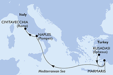 Turecko, Taliansko z Kusadasi na lodi MSC Divina