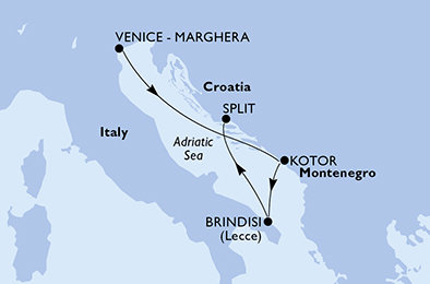 Taliansko, Čierna Hora, Chorvátsko z Marghery na lodi MSC Armonia