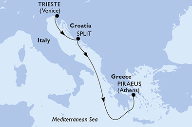 Taliansko, Chorvátsko, Grécko z Trieste na lodi MSC Splendida