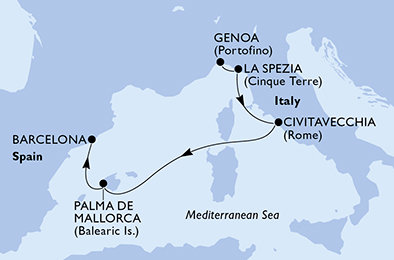 Taliansko, Španielsko z Janova na lodi MSC Seaview