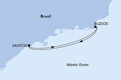 Brazília zo Santosu na lodi MSC Sinfonia