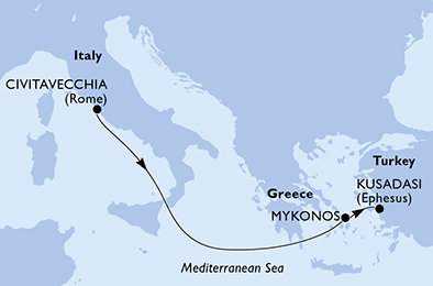 Taliansko, Grécko, Turecko z Civitavechie na lodi MSC Divina