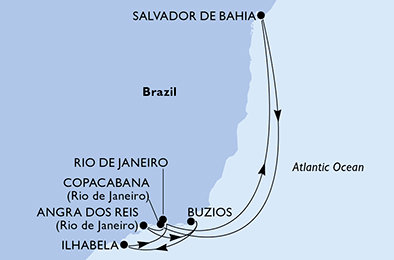 Brazília z Rio de Janeira na lodi MSC Armonia