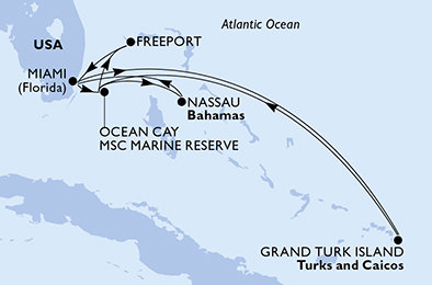 USA, Bahamy, Veľká Británia z Miami na lodi MSC Meraviglia