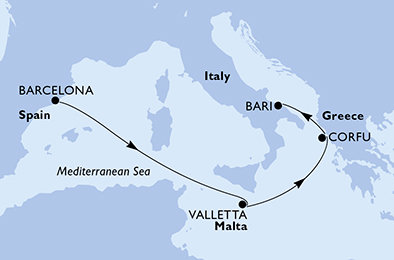 Španielsko, Malta, Grécko, Taliansko z Barcelony na lodi MSC Fantasia Španielsko, Malta, Grécko, Taliansko z Barcelony na lodi MSC Fantasia