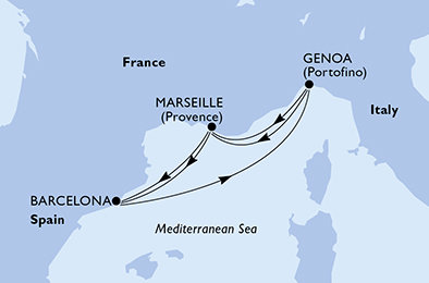 Taliansko, Francúzsko, Španielsko z Janova na lodi MSC Grandiosa