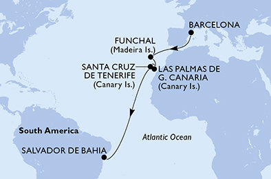 Španielsko, Portugalsko, Brazília z Barcelony na lodi MSC Virtuosa Španielsko, Portugalsko, Brazília z Barcelony na lodi MSC Virtuosa