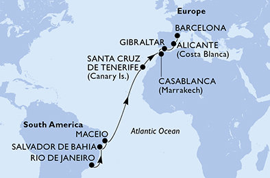Brazília, Španielsko, Maroko, Gibraltár z Rio de Janeira na lodi MSC Divina Brazília, Španielsko, Maroko, Gibraltár z Rio de Janeira na lodi MSC Divina