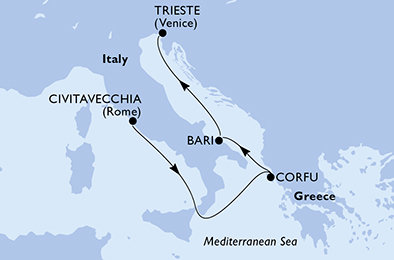 Taliansko, Grécko z Civitavechie na lodi MSC Splendida