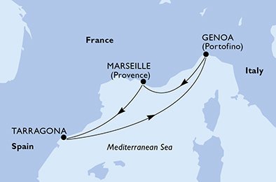 Taliansko, Francúzsko, Tarragona z Janova na lodi MSC Magnifica