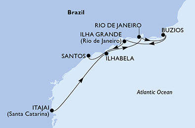 Brazília na lodi MSC Lirica