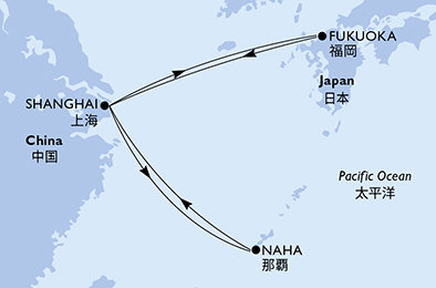 Čína, Japonsko zo Šanghaja na lodi MSC Bellissima