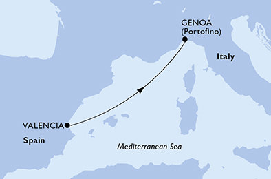 Španielsko, Taliansko z Valencie na lodi MSC Sinfonia