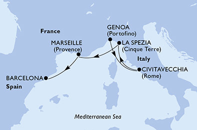 Taliansko, Francúzsko, Španielsko z Janova na lodi MSC World Europa