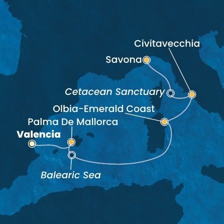 Španielsko, Taliansko z Valencie na lodi Costa Pacifica