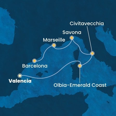 Španielsko, Taliansko, Francúzsko z Valencie na lodi Costa Pacifica