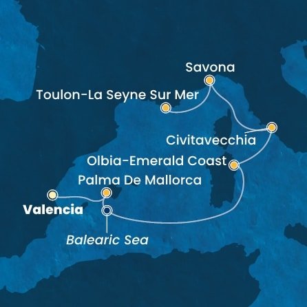 Španielsko, Taliansko, Francúzsko z Valencie na lodi Costa Pacifica