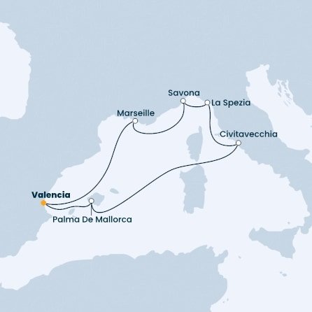 Španielsko, Francúzsko, Taliansko z Valencie na lodi Costa Diadema