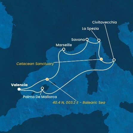 Španielsko, , Francúzsko, Taliansko z Valencie na lodi Costa Pacifica