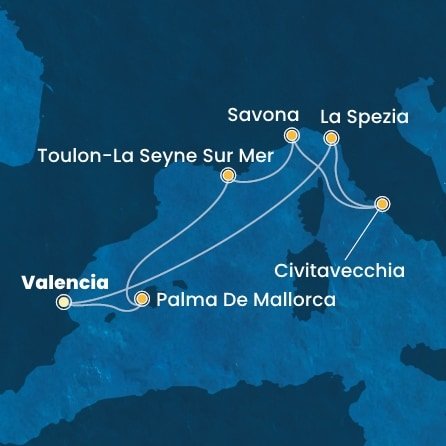 Španielsko, Taliansko, Francúzsko z Valencie na lodi Costa Pacifica