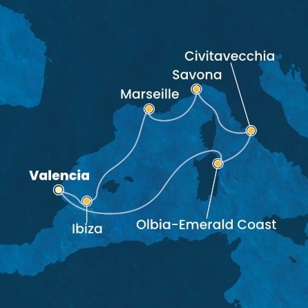 Španielsko, Taliansko, Francúzsko z Valencie na lodi Costa Pacifica