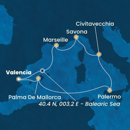 Španielsko, Taliansko, Francúzsko z Valencie na lodi Costa Pacifica