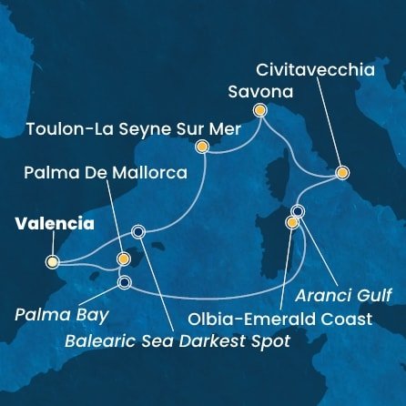 Španielsko, Taliansko, Francúzsko z Valencie na lodi Costa Pacifica