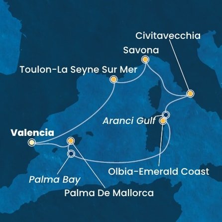 Španielsko, Taliansko, Francúzsko z Valencie na lodi Costa Pacifica