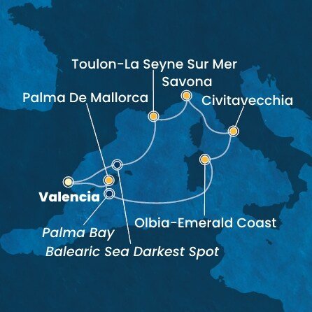 Španielsko, Taliansko, Francúzsko z Valencie na lodi Costa Pacifica