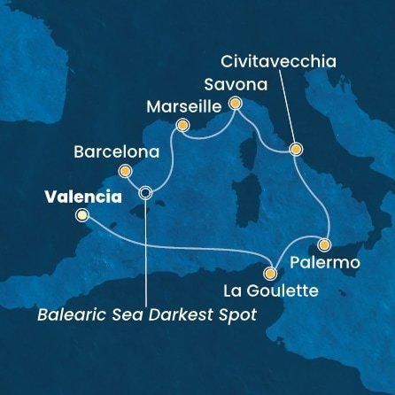 Španielsko, Tunisko, Taliansko, Francúzsko z Valencie na lodi Costa Pacifica