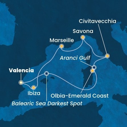 Španielsko, Taliansko, Francúzsko z Valencie na lodi Costa Pacifica