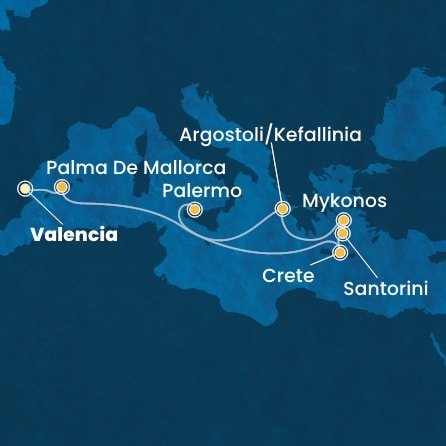 Španielsko, Grécko, Taliansko z Valencie na lodi Costa Pacifica