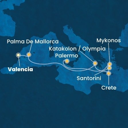 Španielsko, Grécko, Taliansko z Valencie na lodi Costa Pacifica