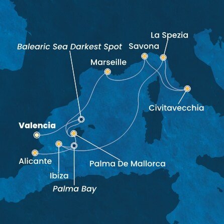Španielsko, Taliansko, Francúzsko z Valencie na lodi Costa Pacifica