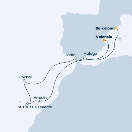 Španielsko, Portugalsko z Valencie na lodi Costa Diadema